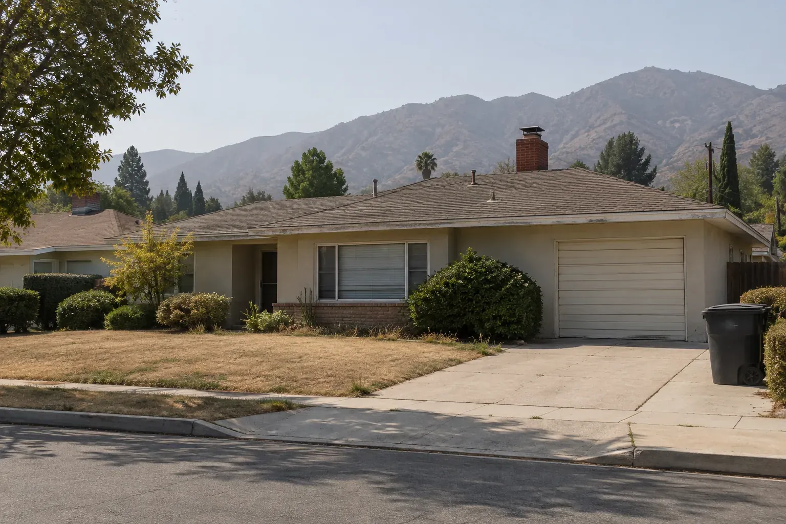 1950s ranch house with mountains behind, typical of Burbank
