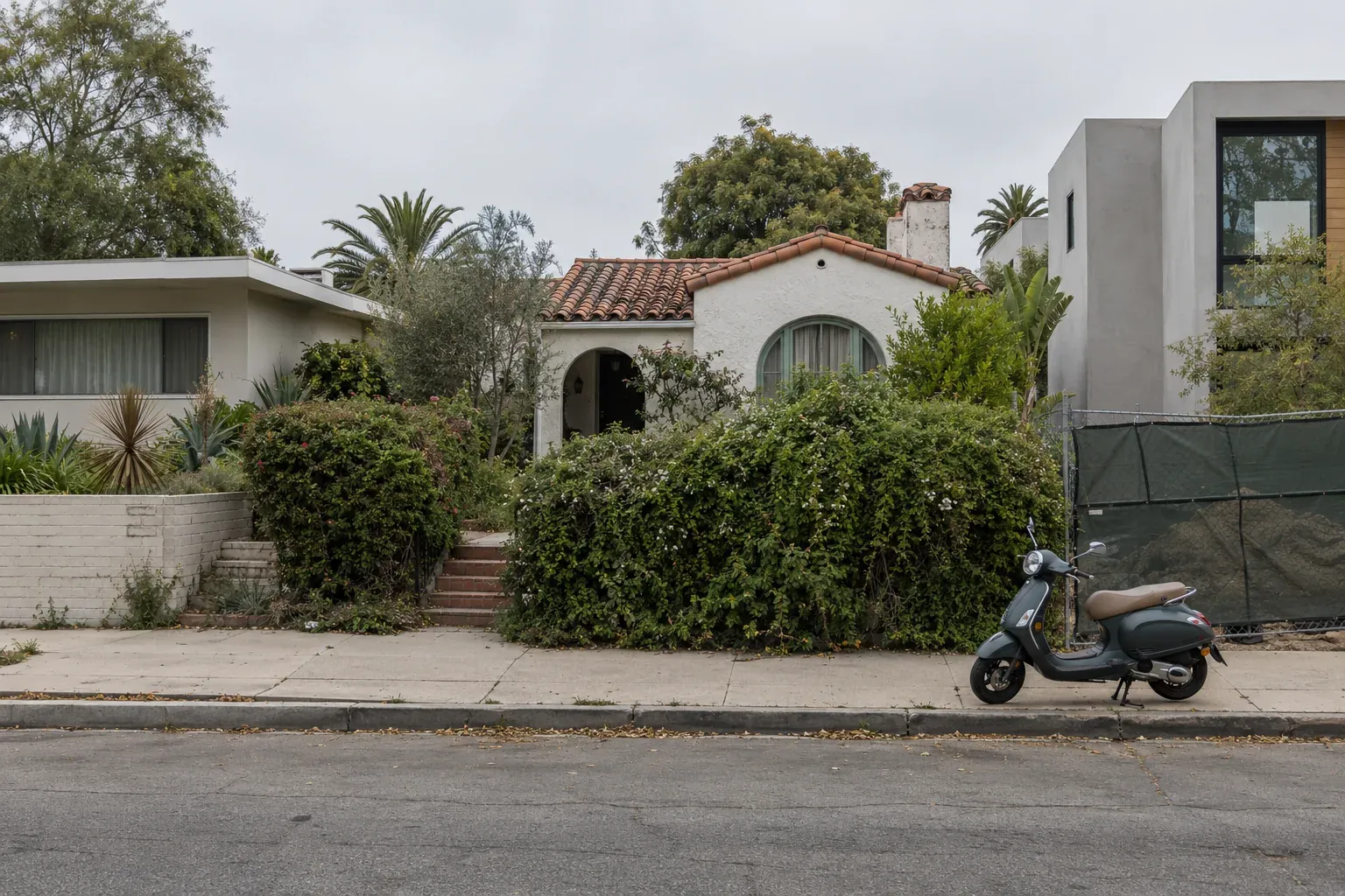 Tile, flat and modern roofs side by side, typical of Westside streets