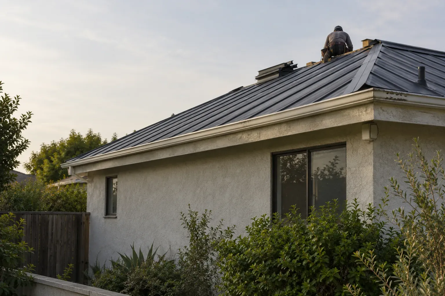 Standing-seam metal roof on a Los Angeles home